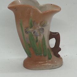 VINTAGE HAND PAINTED OCCUPIED JAPAN MINATURE VASE WITH IRIS  BLOOMS 3.5" TALL
