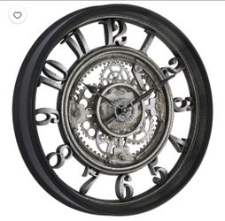 Homes & Gardens 20\" Indoor Rustic Metal Arabic Moving Gear Analog Wall Clock