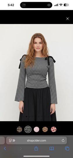 Cider BOAT NECK GINGHAM BOWKNOT SM