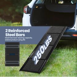 Dog Ramp for Car, 62 Inch Foldable Dog Ramp for Large Dogs - 250 lbs Capacity, Anti-Slip Felt Surface, Wide Pet Ramp with Dog Lift Harne