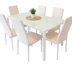 Modern Glass Dining Table Set – Seats 6