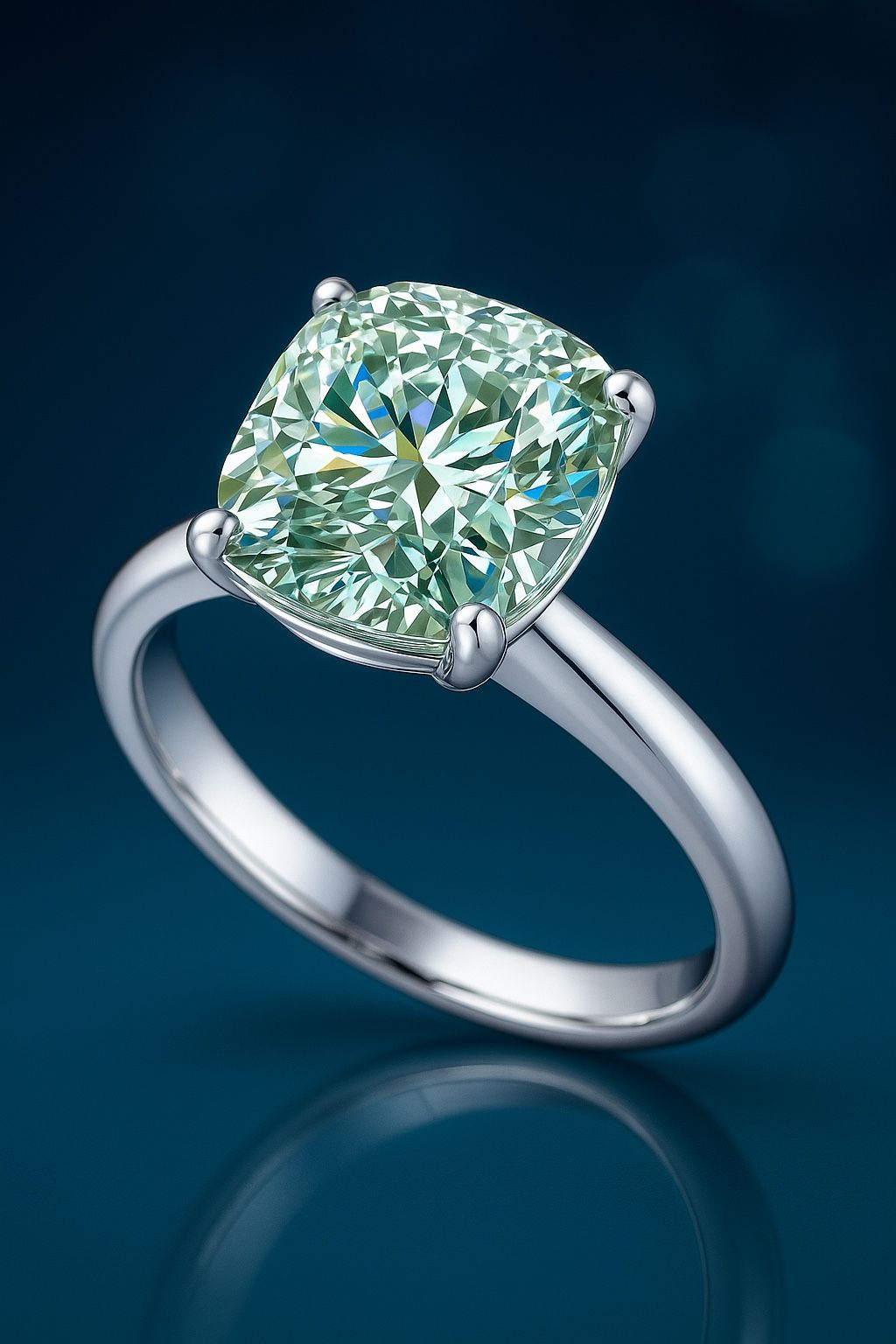 5Ct Blue White Moissanite 💍💎 Solitaire 925 Sterling Silver Ring