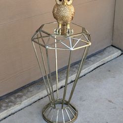 Gold Geometric Mirrored Top Metal Plant Stand 
