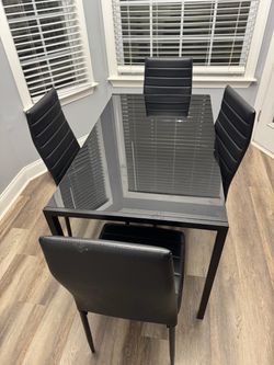 Glass Top Dining Table with 4 Chairs