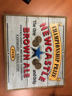 New Castle Ale Real wood sign