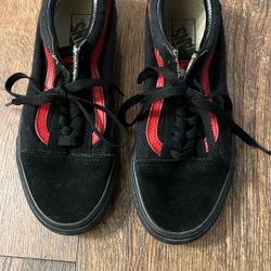 Vans Old Skool Disney Mickey Mouse Club black and red suede sneakers