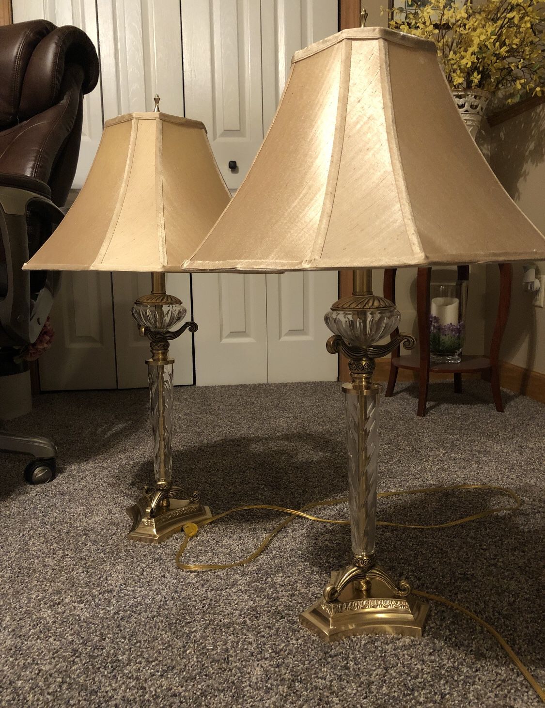 Lamps  Brass And Crystal 