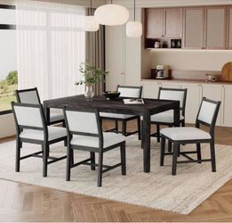 7-Piece Espresso Rectangular Wood Top Dining Table Set