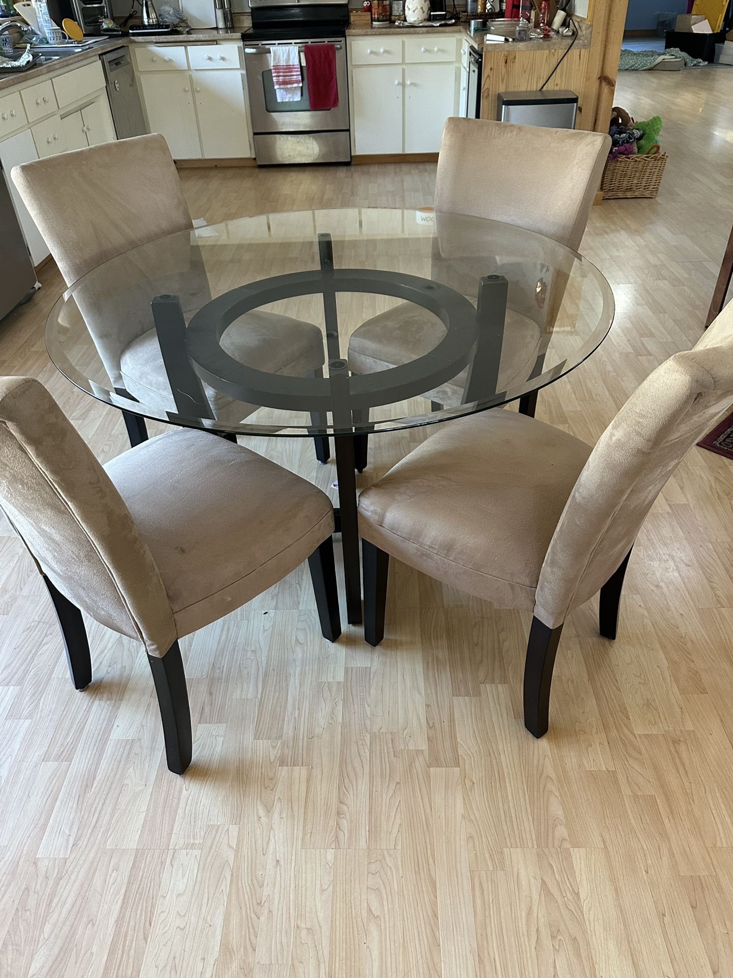 Glass Top Table And Four Chairs