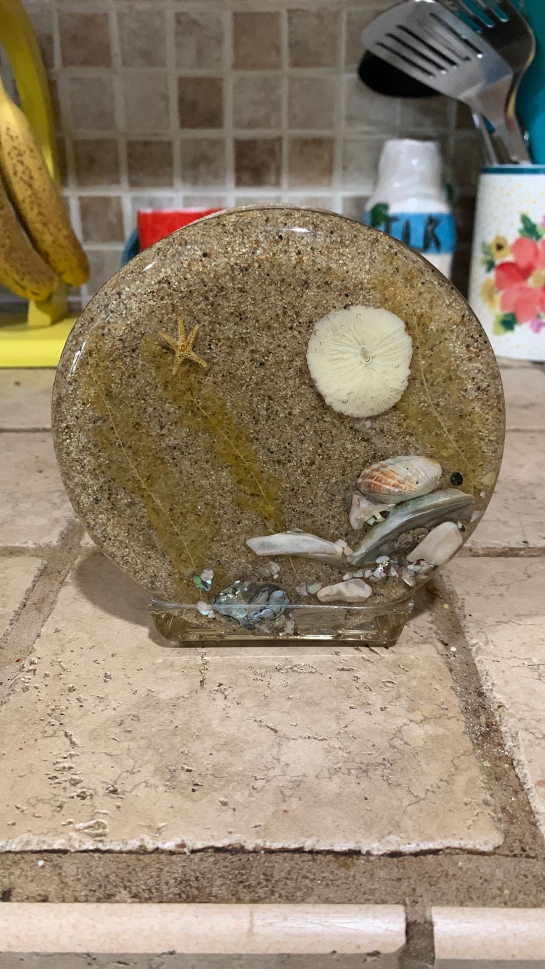 Vintage Retro Lucite Resin Seashell Seashore Tiki Retro Napkin Holder