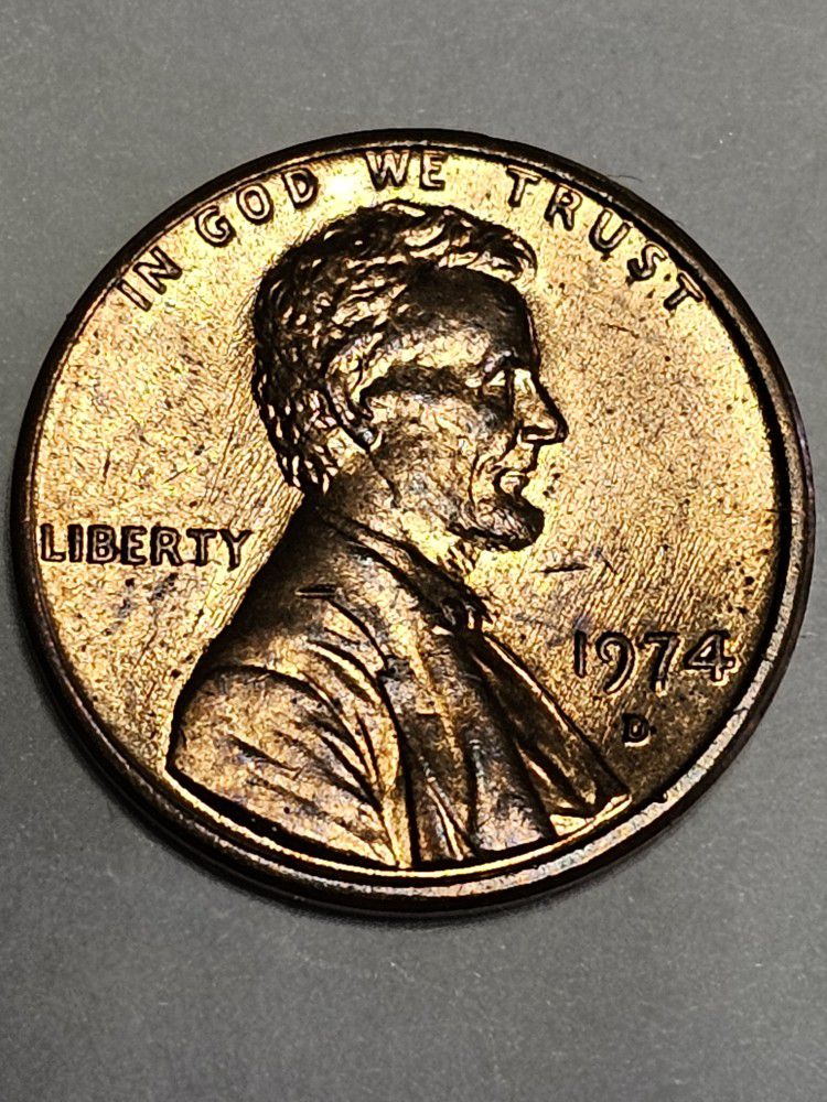 1974 DD penny error Struck Through 