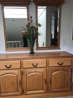 Real wood hutch with mirrors