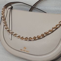Michael Kors Designer Crossbody Bag Purse. New With Tags. Beige Gold. Authentic. Women's Handbag.