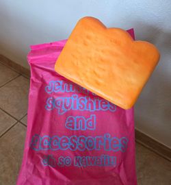 Jumbo Scented Bread Squishy with Pink Bag Packaging