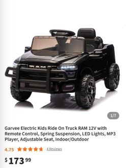 ***New*** Garvee Electric Kids Ride On Truck RAM 12V,  Parental Control, LED Lights
