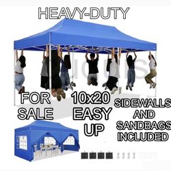 10x20 Heavy Duty Pop up Canopy Tent with 6 sidewalls Easy Up Commercial Outdoor Canopy Wedding Party Tents for Parties All Season Wind