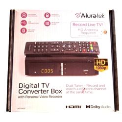 Aluratek Digital TV Converter Box RCA, HDMI, USB, COAX Connections