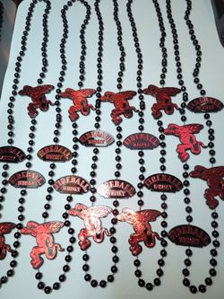 Fireball Necklace Beads Bulk. Mardi Gras Beads Necklace Black & Red 16" Long