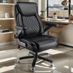 600LBS Large Heavy Duty Office Chair with 5D Flip Arms,Comfy Big and Tall Executive Office Desk Chair with Pocket Spring Cushion,High Back Computer Ch