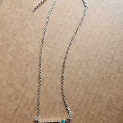 Silver Bar With Turquoise Cactus Necklace 