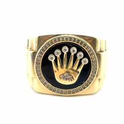 Men’s 10k Yellow Gold CZ Cubic Zirconia Crown Ring Size 12.5 GP3115953