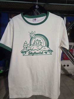 Retro Idyllwild Sunny Fun Green Ringer T-Shirt. Medium