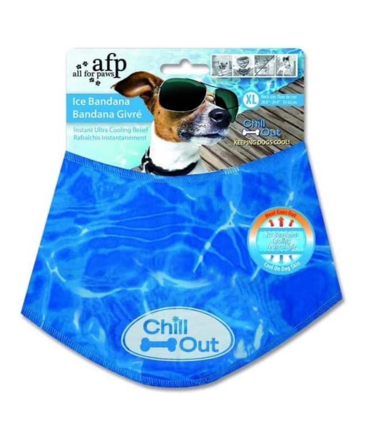 ALL FOR PAWS Cooling Dog Bandana, Ice Bandana for Dogs, Blue, XL, Modern Functional, Unisex, Summer,