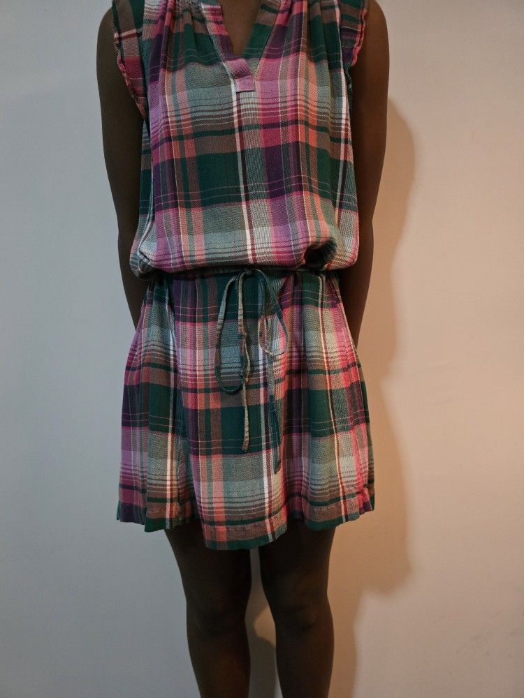 Ann Taylor Plaid Sleeveless Tunic Dress S Petite