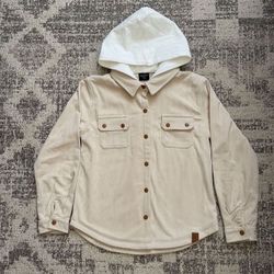 NWOT Little Bipsy hooded corduroy shacket in oat Size 9-10