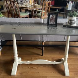 White & Gray Farmhouse Solid Wood Console Table