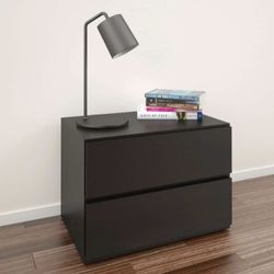 2x Bedside Table/Nightstand with 2 Drawers In Black 
