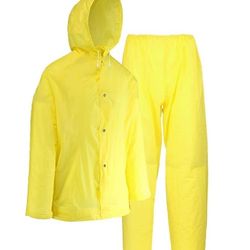 Economy Men's 2X-Large Yellow Polyurethane-Coated Polyester Rain Suit (2-Piece)