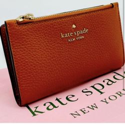 Kate Spade Leila Small Slim Bifold Brown Leather Wallet