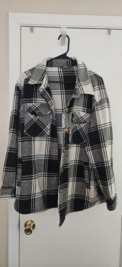 Black and White Plaid Flannel Shacket