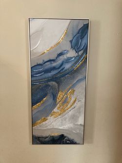 Large Abstract Blue & Gold Wall Art