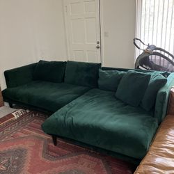 Velvet Green Sectional 