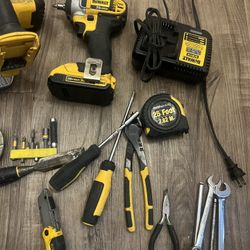 Dewalt Tools : 18v Skill Saw  , Impact Drill  , Also One 18v Battery And The Bag  + Some  Miscellaneous 
