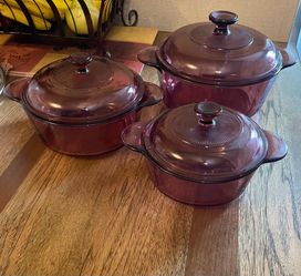 Set de 3 CORNING Cranberry Glass