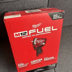 Milwaukee M12 FUEL 12V Lithium-Ion Brushless Cordless Stubby 3/8 in. Impact Wrench (Tool-Only)