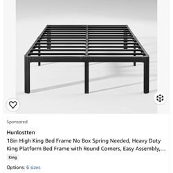 18” High Metal King Size Platform Bed Frame