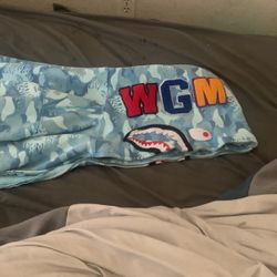 Fire Camo Bape Hoodie Blue Medium