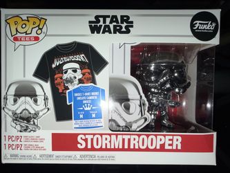 Star Wars Funko Pop chrome stormtrooper w/medium shirt