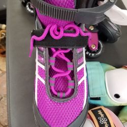 Like new Girls Youth Rollerblades + Protectors Adjustable Size 5, 6, 7,  8 Women