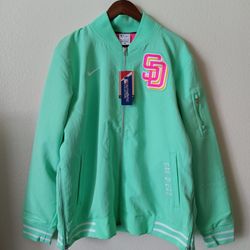 Size XL San Diego Padres Nike Men's Neon Green Authentic Collection City Connect Full-Zip Bomber Jacket