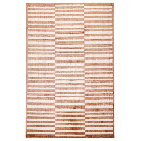 Rust & Off-White Off-Set Stripe Rug (5’3” x 7’3”)