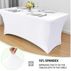 New 6ft Stretch Spandex Table Cover white color,