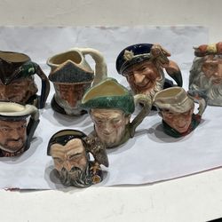 Royal Doulton Lot 8 Miniature TOBY MUGS Character 2.5" - 4"  1940s