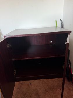 Dark Cherry Wood TV Stand Cabinet