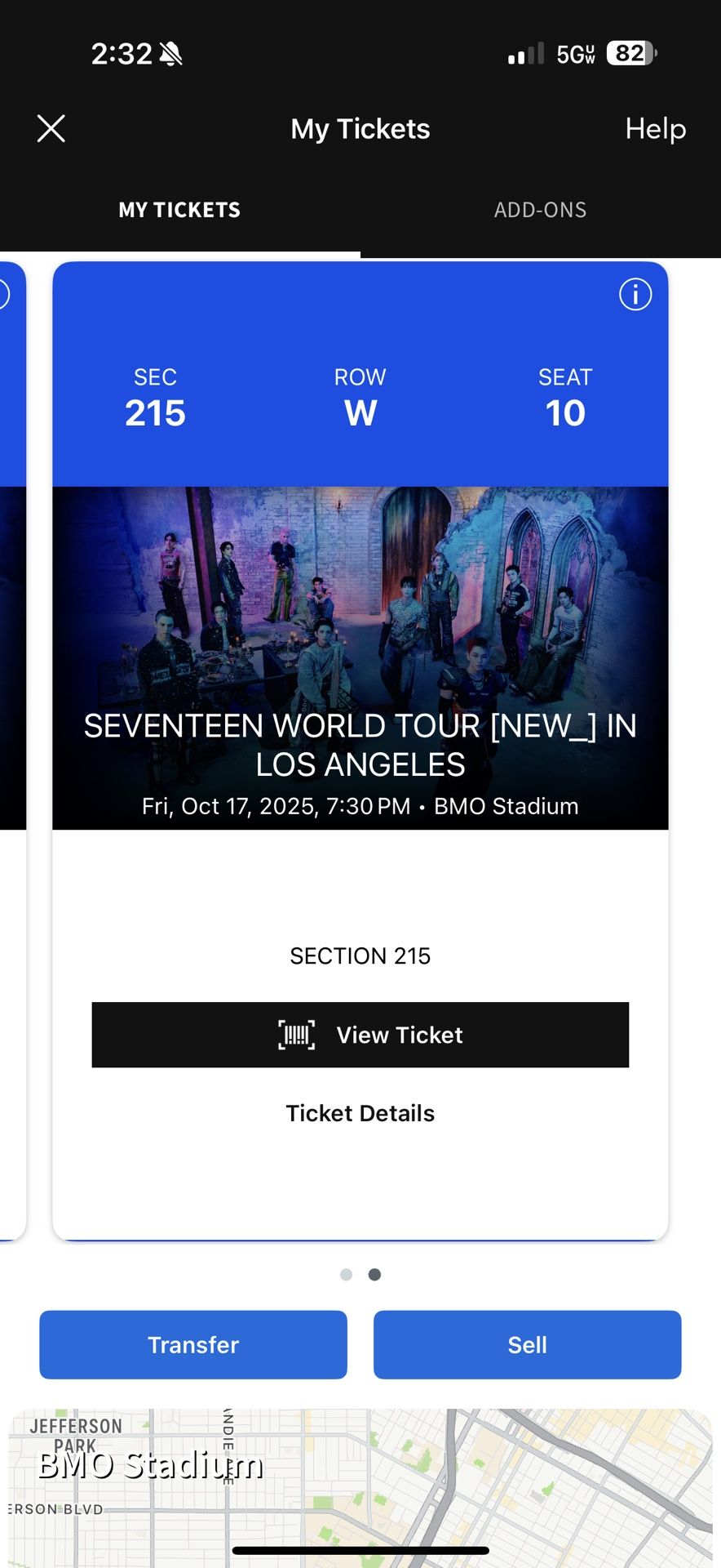 Seventeen at BMO Stadium Friday Oct 17, 2025 (100$)