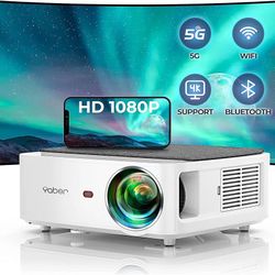 YABER V6 WiFi Bluetooth Projector 7500 Lux Full HD Native 1920×1080P Projector, 4P/4D Keystone Correction Support 4k&Zoom, Portable Wireless LCD LED H